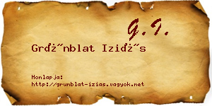 Grünblat Iziás névjegykártya